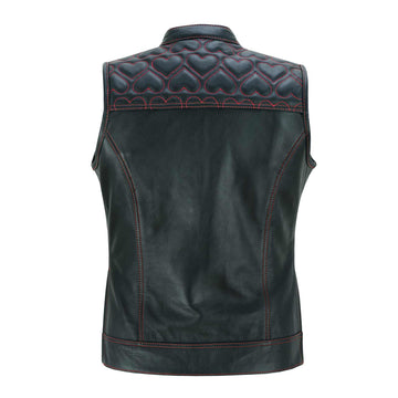 Women’s SOA Red Heart Leather Motorcycle Vest